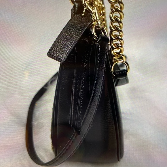 New Coach Black Teri Gold Studded Shoulder Bag $360 - Picture 6 of 7